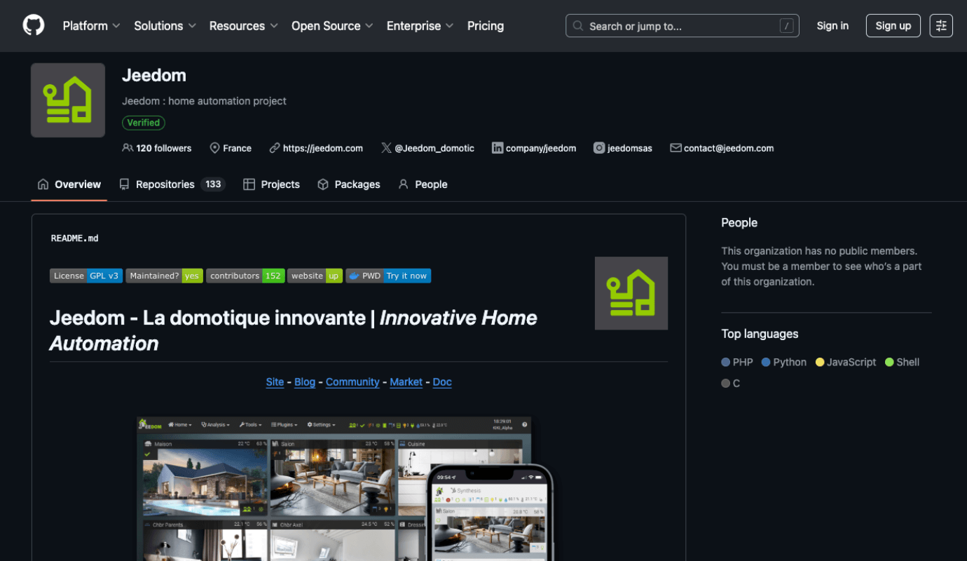 Jeedom se distingue en tant que solution domotique open source.